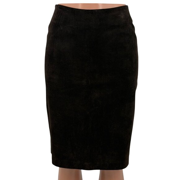 Archival 2003 GAP Blue Label Genuine Suede Column Skirt | Dark Academia Boho VTG - Picture 2 of 16